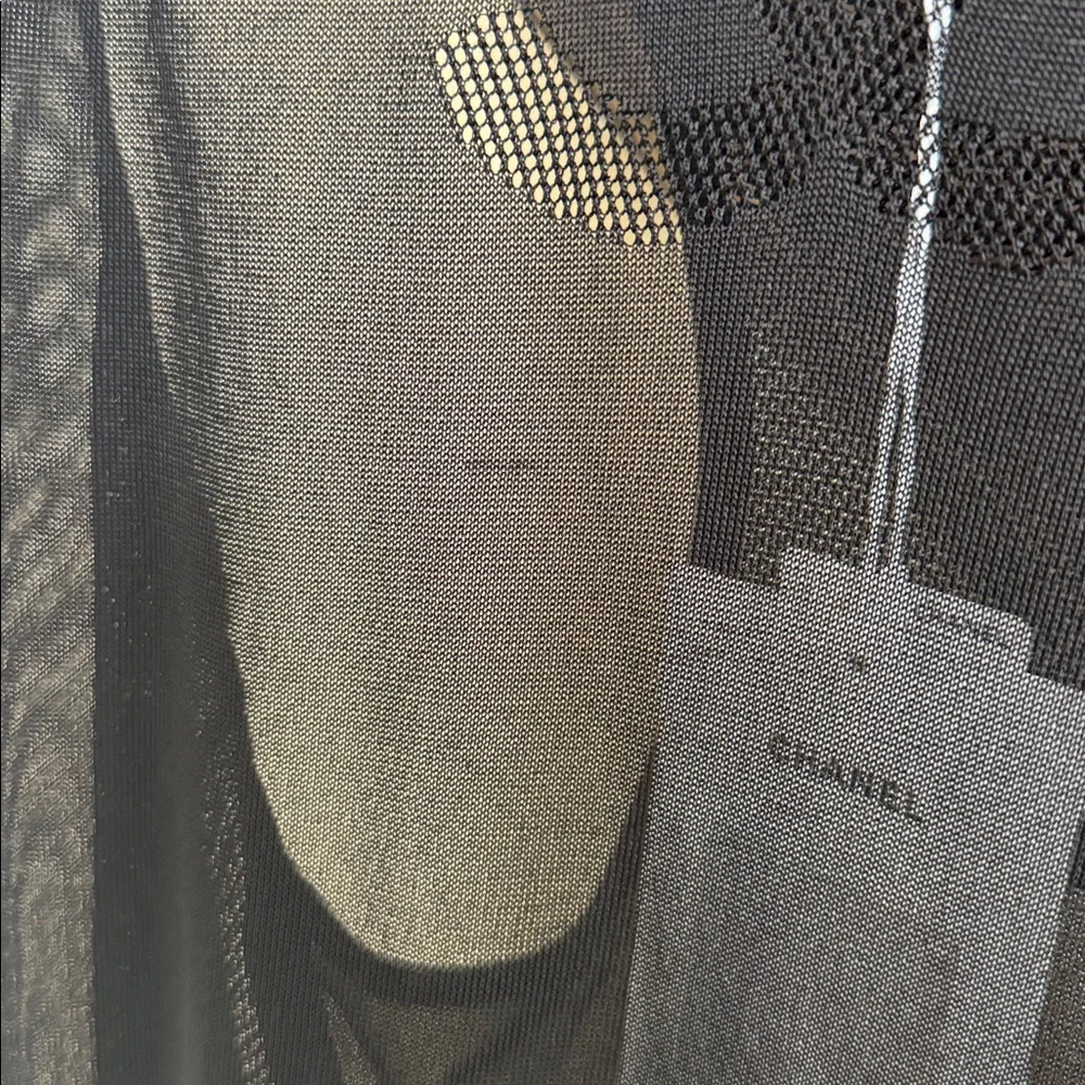 Chanel 19p black mesh tank top sheer top sz large L $1500